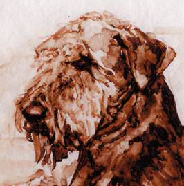 Closeup of Airedale Terrier head from limited edition "Three of a Kind"