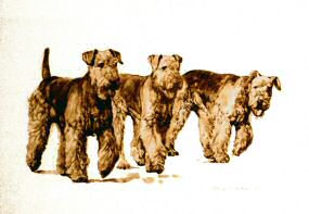 "Three in a Row" Limited Edition Print from the Original Watercolor by British Artist Roger Inman