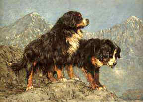 "Mountain Heirs" Bernese Mountain Dogs Limited Edition Print  by British artist Roger Inman