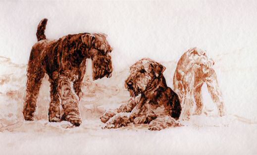 "Three of a KInd" Airedale Terrier Limited Edition Print by Roger Inman