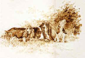 "Days for Dreaming" Basset Hound Fine Art Limited Edition Print by Roger Inman