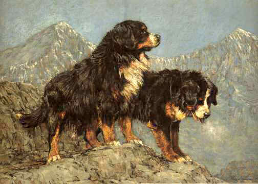 Bernese Mountain Dogs Limited Edition Print "Moundtain Heirs" by Roger Inman
