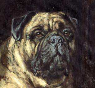 Closeup of "Rules of Possession" Bullmastiff Fine Art Limited Ediition Print by Roger Inman