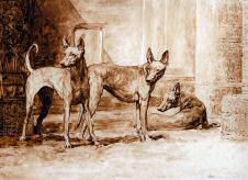 "Royal Favourites" Pharaoh Hound Limited Edition Print by British artist Roger Inman